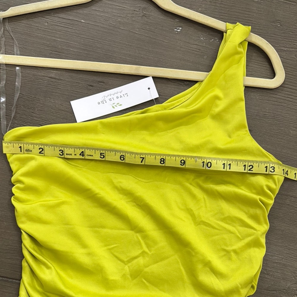 Live in the Moment Chic One-Shoulder Lime Green Top - Picture 7 of 7
